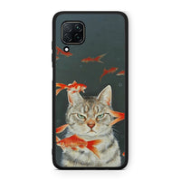 Thumbnail for Huawei P40 Lite Cat Goldfish θήκη από τη Smartfits με σχέδιο στο πίσω μέρος και μαύρο περίβλημα | Smartphone case with colorful back and black bezels by Smartfits