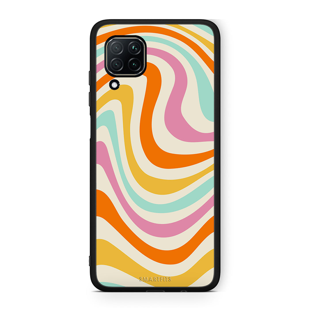 Huawei P40 Lite Colourful Waves θήκη από τη Smartfits με σχέδιο στο πίσω μέρος και μαύρο περίβλημα | Smartphone case with colorful back and black bezels by Smartfits