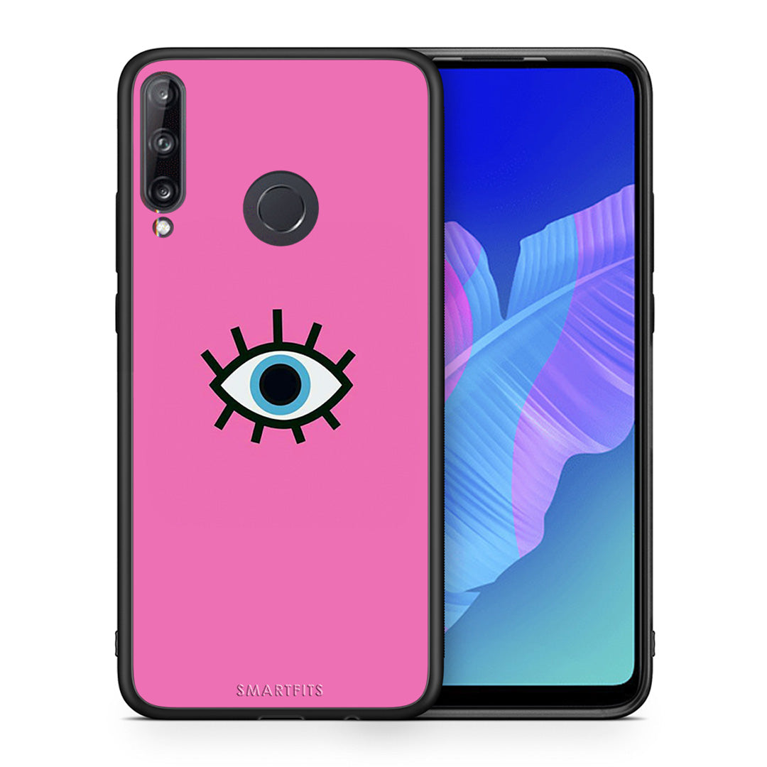 Θήκη Huawei P40 Lite E Blue Eye Pink από τη Smartfits με σχέδιο στο πίσω μέρος και μαύρο περίβλημα | Huawei P40 Lite E Blue Eye Pink case with colorful back and black bezels