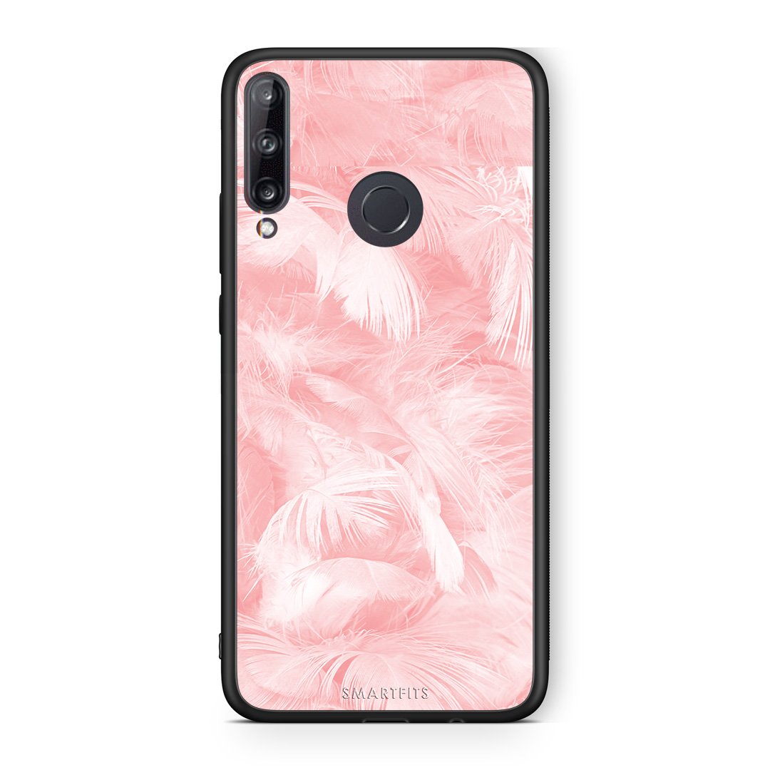 33 - Huawei P40 Lite E  Pink Feather Boho case, cover, bumper