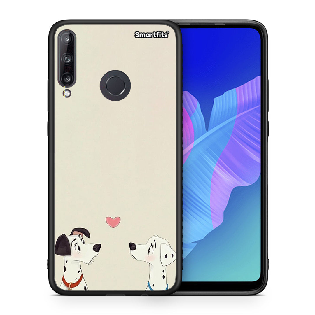 Θήκη Huawei P40 Lite E Dalmatians Love από τη Smartfits με σχέδιο στο πίσω μέρος και μαύρο περίβλημα | Huawei P40 Lite E Dalmatians Love case with colorful back and black bezels