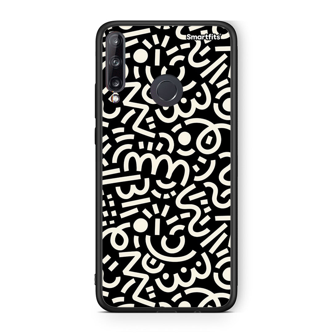 Huawei P40 Lite E Doodle Art Θήκη από τη Smartfits με σχέδιο στο πίσω μέρος και μαύρο περίβλημα | Smartphone case with colorful back and black bezels by Smartfits