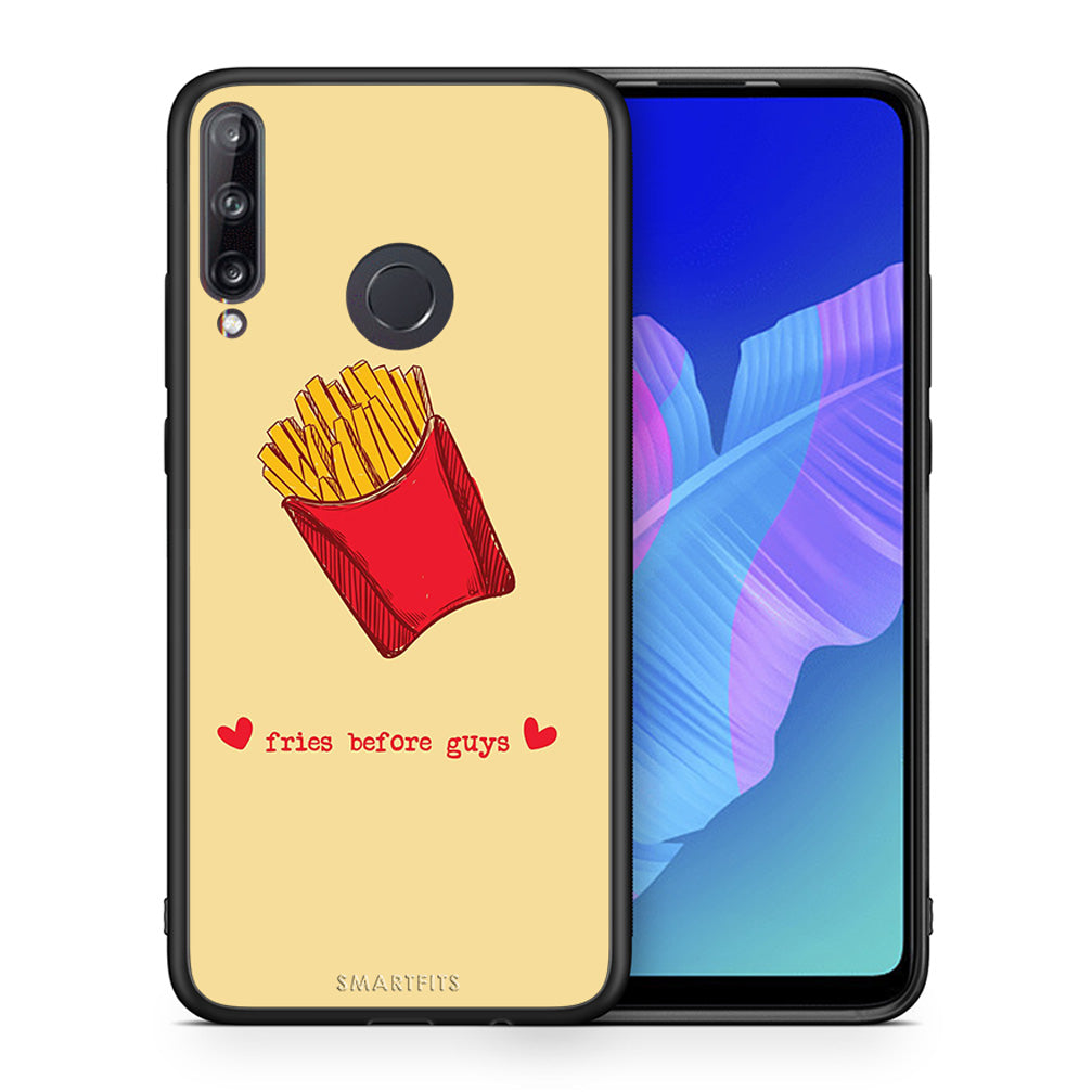 Θήκη Αγίου Βαλεντίνου Huawei P40 Lite E Fries Before Guys από τη Smartfits με σχέδιο στο πίσω μέρος και μαύρο περίβλημα | Huawei P40 Lite E Fries Before Guys case with colorful back and black bezels