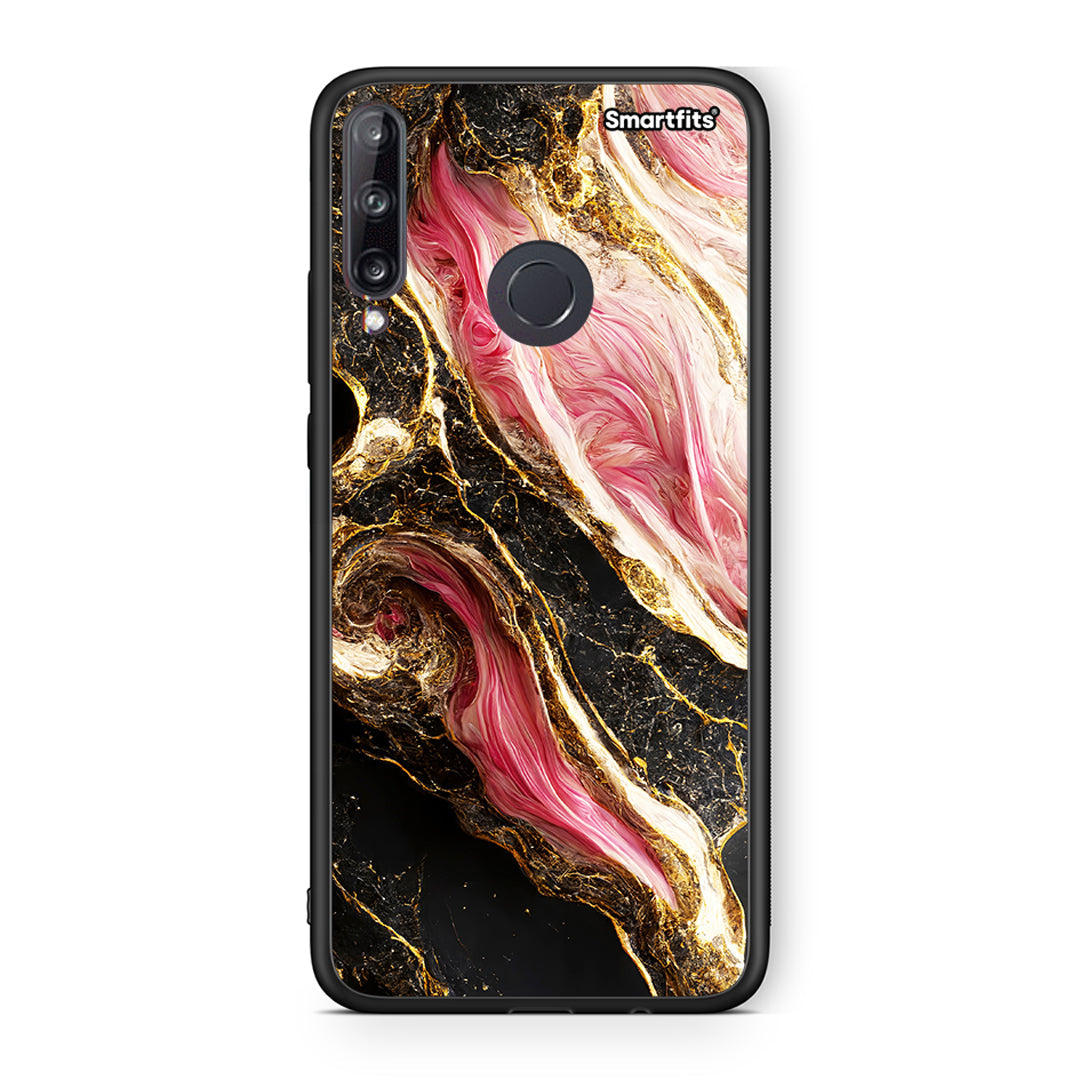 Huawei P40 Lite E Glamorous Pink Marble θήκη από τη Smartfits με σχέδιο στο πίσω μέρος και μαύρο περίβλημα | Smartphone case with colorful back and black bezels by Smartfits