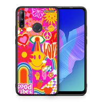 Thumbnail for Θήκη Huawei P40 Lite E Hippie Love από τη Smartfits με σχέδιο στο πίσω μέρος και μαύρο περίβλημα | Huawei P40 Lite E Hippie Love case with colorful back and black bezels