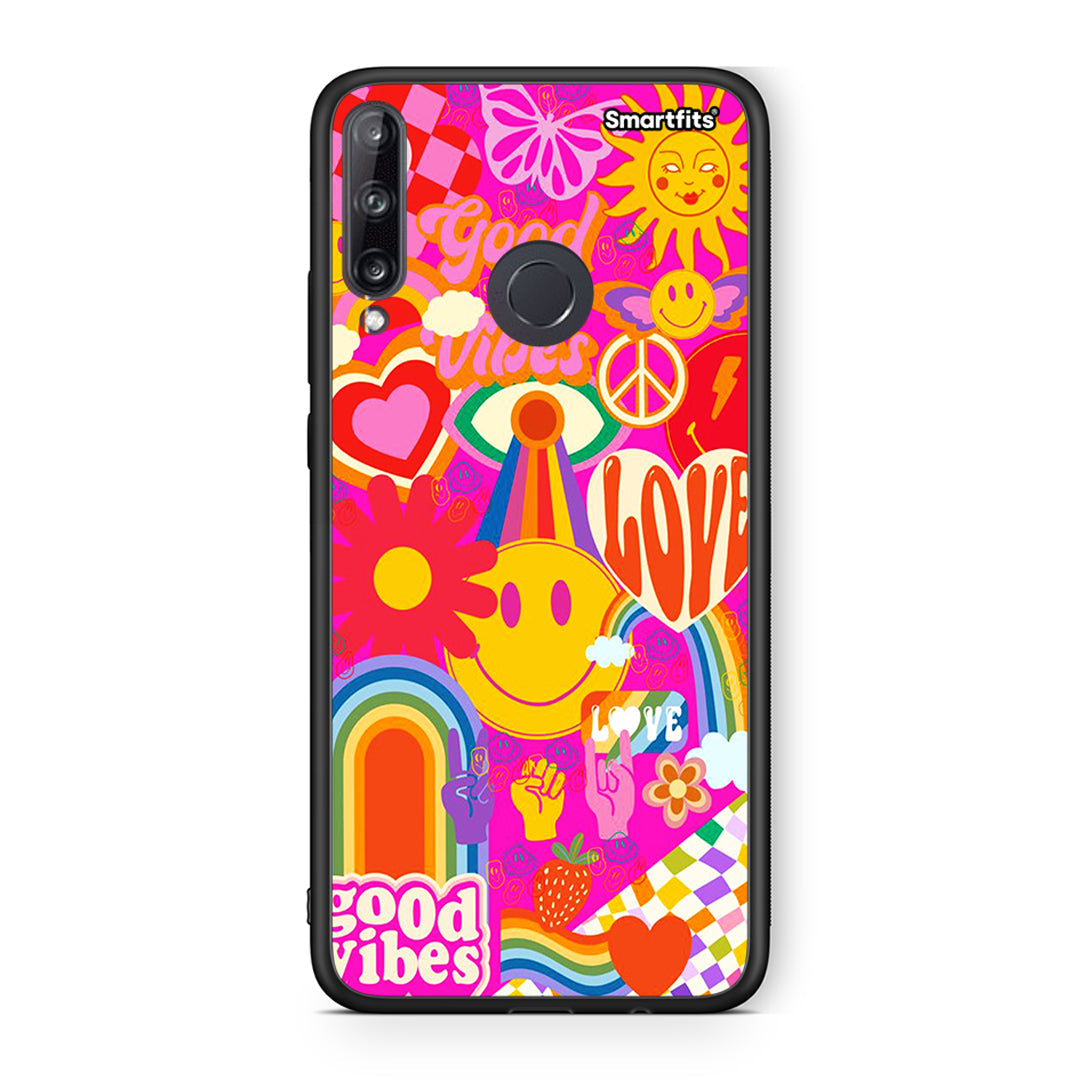 Huawei P40 Lite E Hippie Love θήκη από τη Smartfits με σχέδιο στο πίσω μέρος και μαύρο περίβλημα | Smartphone case with colorful back and black bezels by Smartfits