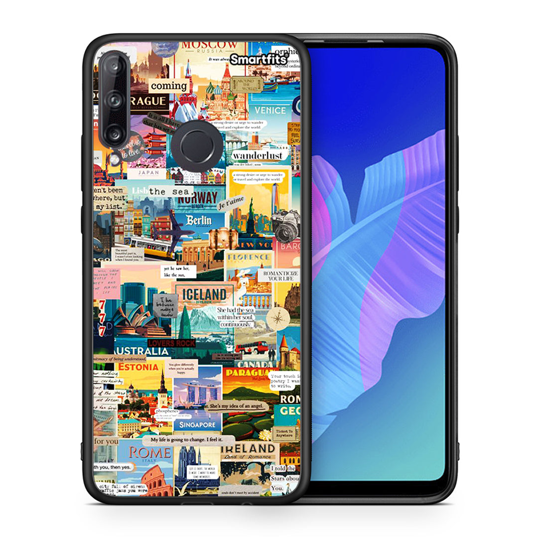 Θήκη Huawei P40 Lite E Live To Travel από τη Smartfits με σχέδιο στο πίσω μέρος και μαύρο περίβλημα | Huawei P40 Lite E Live To Travel case with colorful back and black bezels