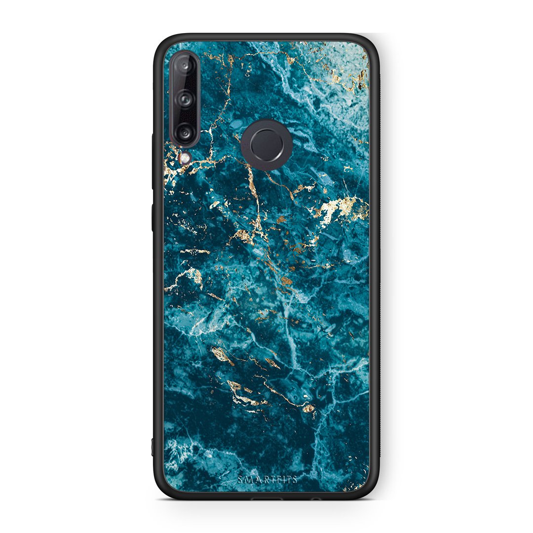 Huawei P40 Lite E Marble Blue θήκη από τη Smartfits με σχέδιο στο πίσω μέρος και μαύρο περίβλημα | Smartphone case with colorful back and black bezels by Smartfits