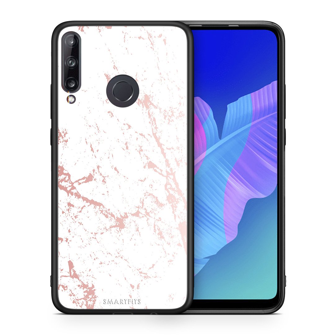 Θήκη Huawei P40 Lite E Pink Splash Marble από τη Smartfits με σχέδιο στο πίσω μέρος και μαύρο περίβλημα | Huawei P40 Lite E Pink Splash Marble case with colorful back and black bezels