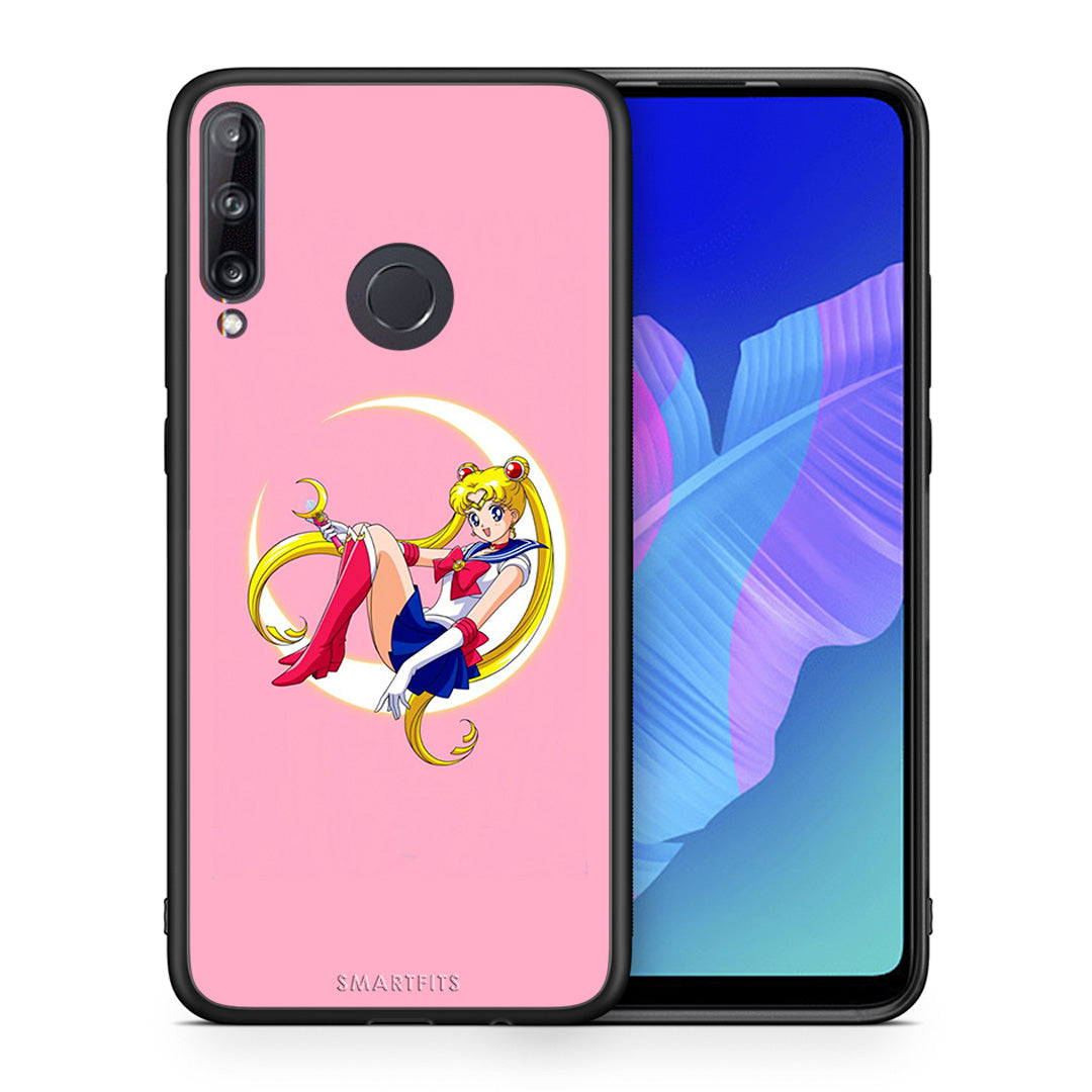 Θήκη Huawei P40 Lite E Moon Girl από τη Smartfits με σχέδιο στο πίσω μέρος και μαύρο περίβλημα | Huawei P40 Lite E Moon Girl case with colorful back and black bezels