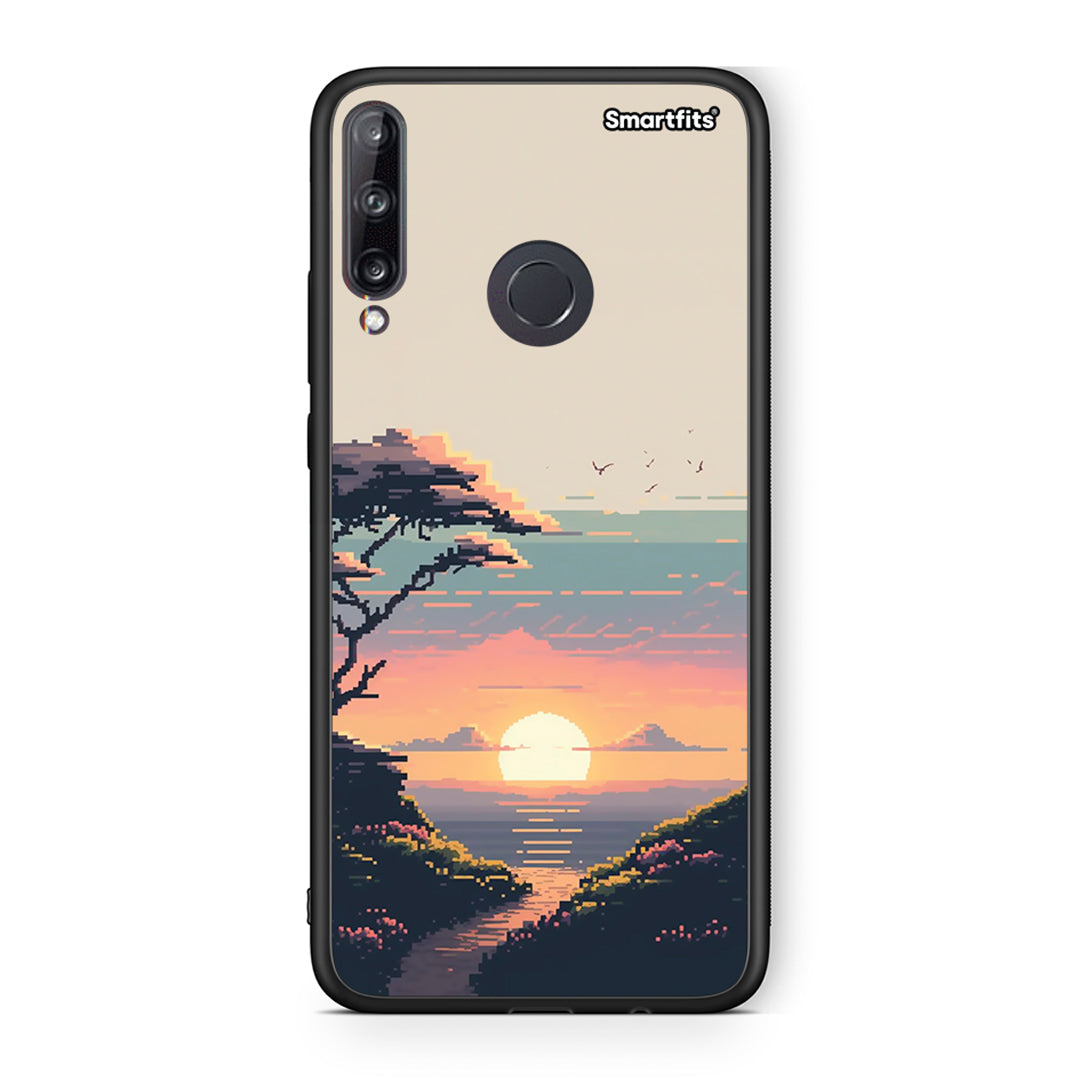 Huawei P40 Lite E Pixel Sunset Θήκη από τη Smartfits με σχέδιο στο πίσω μέρος και μαύρο περίβλημα | Smartphone case with colorful back and black bezels by Smartfits