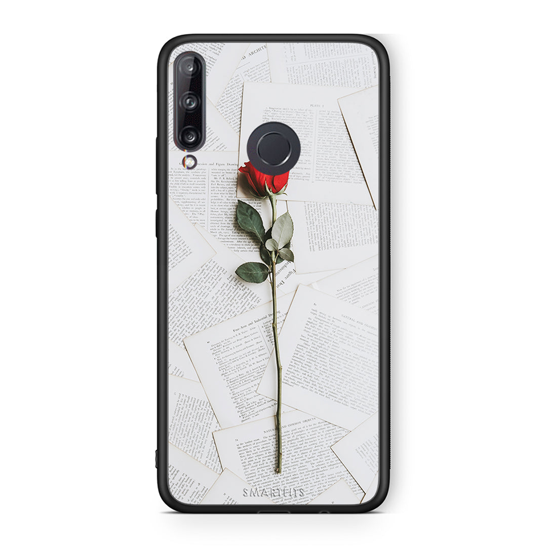 Huawei P40 Lite E Red Rose θήκη από τη Smartfits με σχέδιο στο πίσω μέρος και μαύρο περίβλημα | Smartphone case with colorful back and black bezels by Smartfits