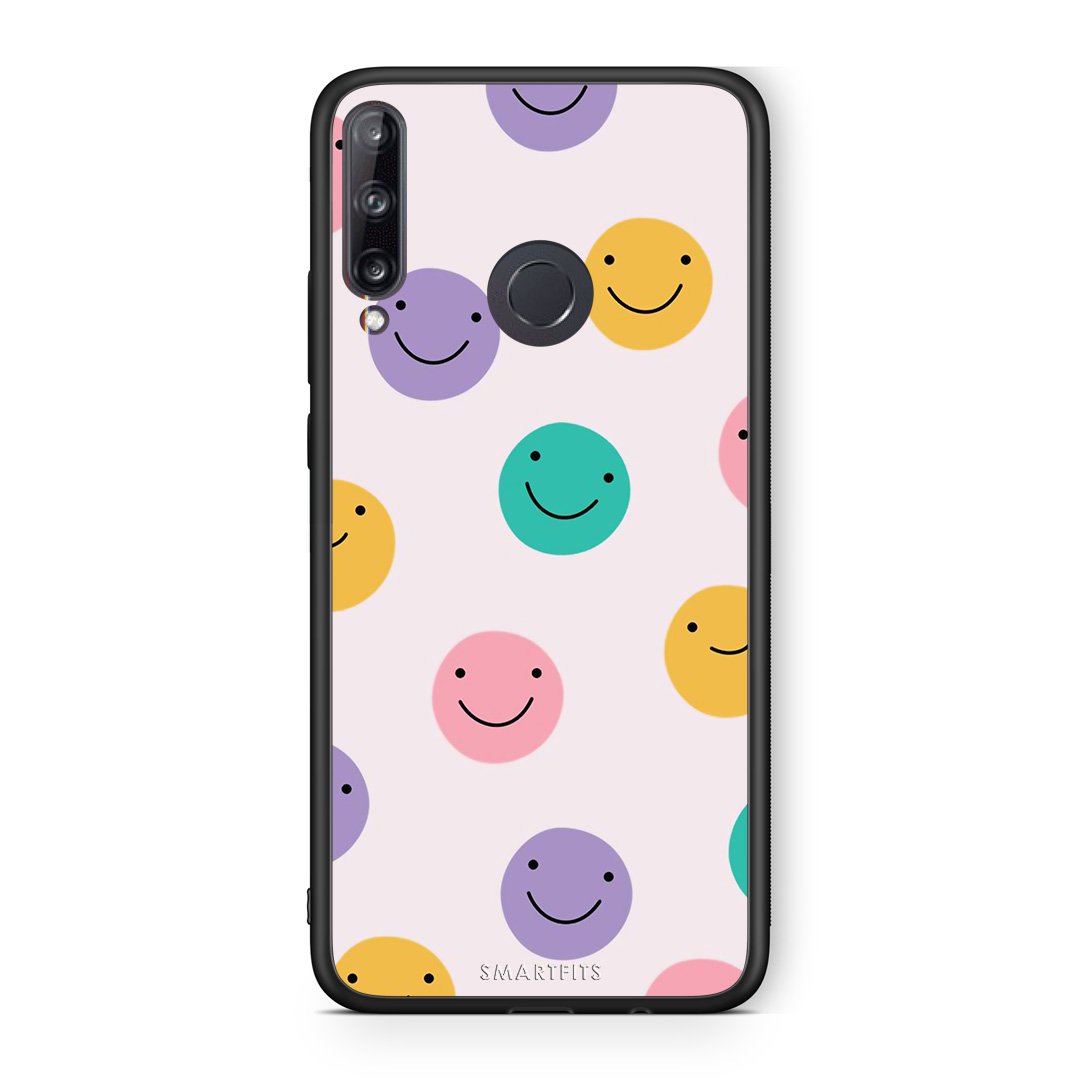 Huawei P40 Lite E Smiley Faces θήκη από τη Smartfits με σχέδιο στο πίσω μέρος και μαύρο περίβλημα | Smartphone case with colorful back and black bezels by Smartfits