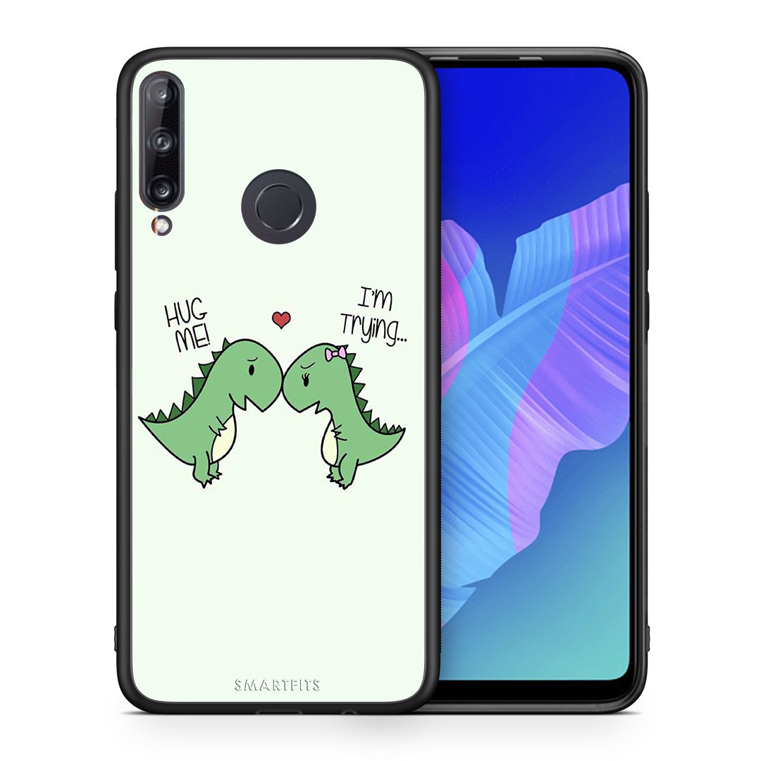 Θήκη Huawei P40 Lite E Rex Valentine από τη Smartfits με σχέδιο στο πίσω μέρος και μαύρο περίβλημα | Huawei P40 Lite E Rex Valentine case with colorful back and black bezels