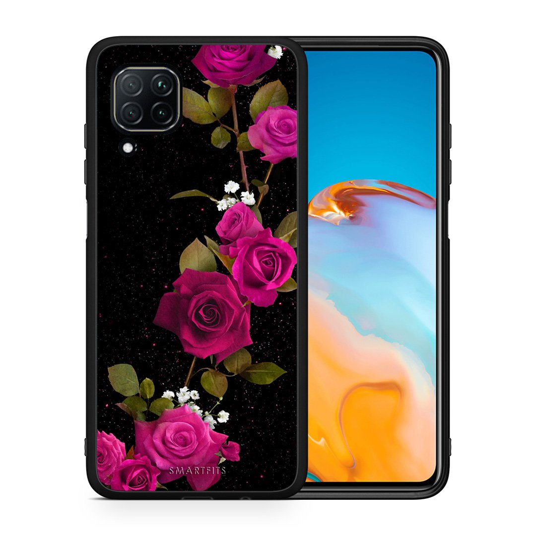 Θήκη Huawei P40 Lite Red Roses Flower από τη Smartfits με σχέδιο στο πίσω μέρος και μαύρο περίβλημα | Huawei P40 Lite Red Roses Flower case with colorful back and black bezels