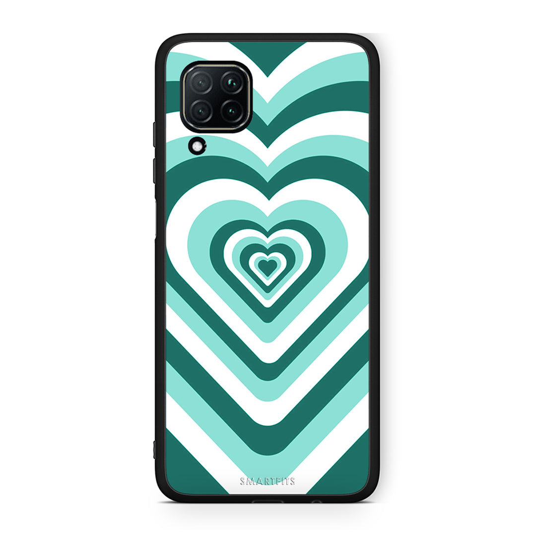 Huawei P40 Lite Green Hearts θήκη από τη Smartfits με σχέδιο στο πίσω μέρος και μαύρο περίβλημα | Smartphone case with colorful back and black bezels by Smartfits