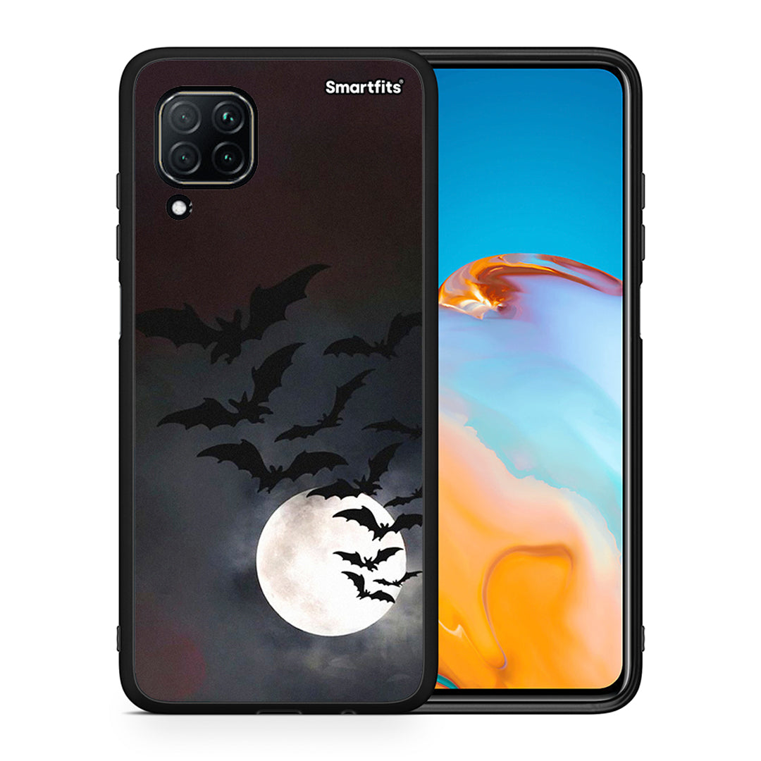 Θήκη Huawei P40 Lite Halloween Bat Night από τη Smartfits με σχέδιο στο πίσω μέρος και μαύρο περίβλημα | Huawei P40 Lite Halloween Bat Night case with colorful back and black bezels