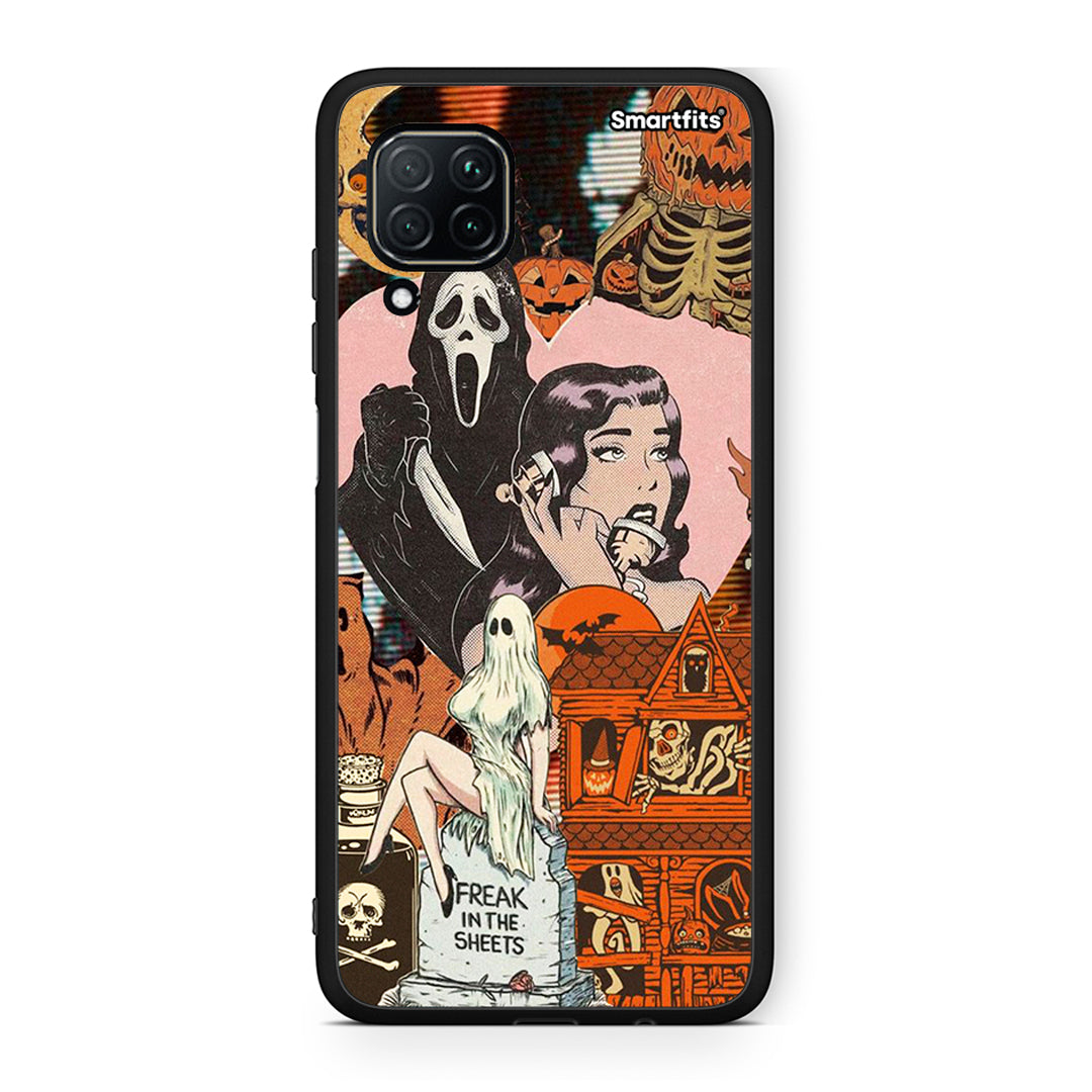 Huawei P40 Lite Halloween Collage Θήκη από τη Smartfits με σχέδιο στο πίσω μέρος και μαύρο περίβλημα | Smartphone case with colorful back and black bezels by Smartfits