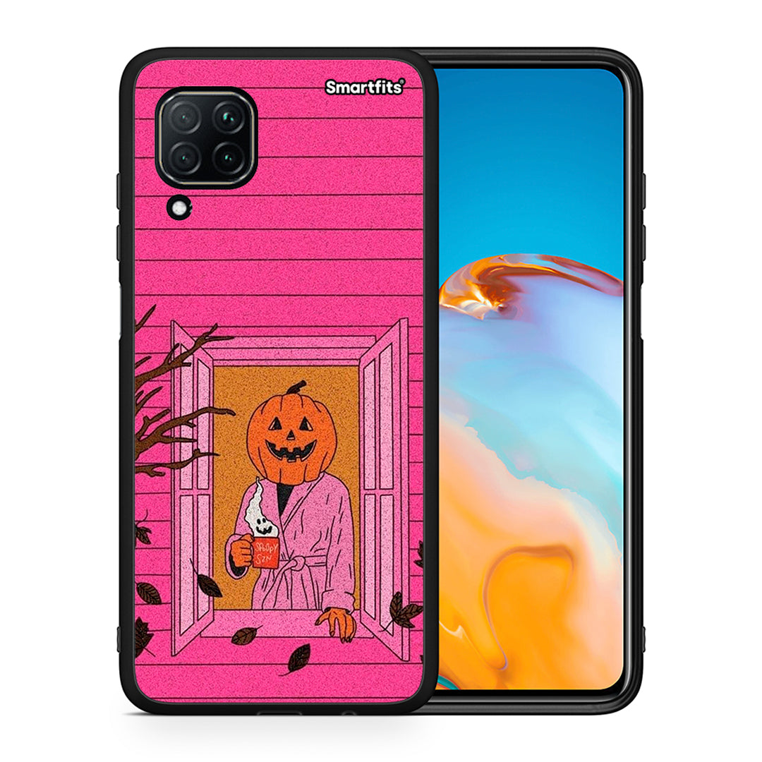 Θήκη Huawei P40 Lite Halloween Pumpkin Lady από τη Smartfits με σχέδιο στο πίσω μέρος και μαύρο περίβλημα | Huawei P40 Lite Halloween Pumpkin Lady case with colorful back and black bezels