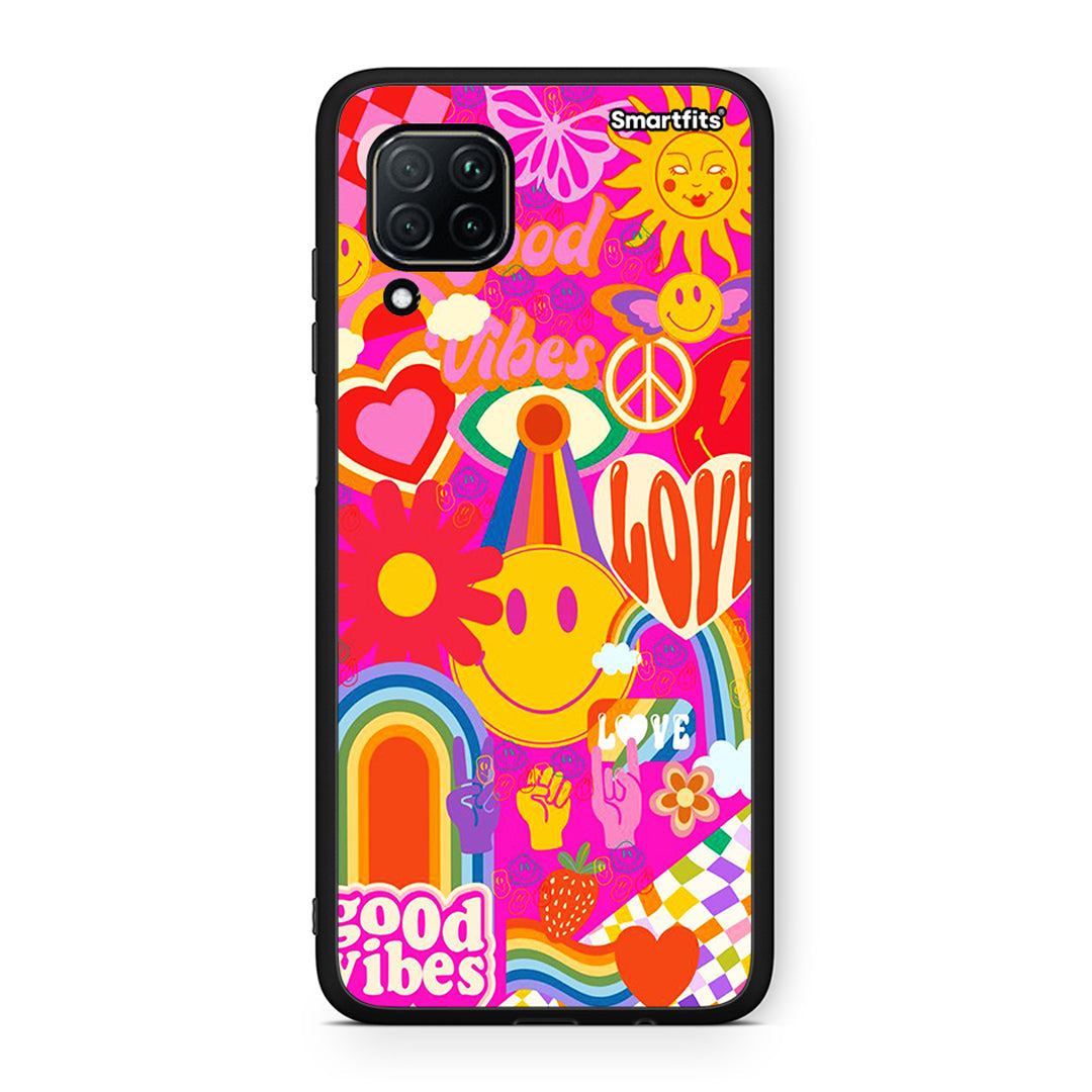 Huawei P40 Lite Hippie Love θήκη από τη Smartfits με σχέδιο στο πίσω μέρος και μαύρο περίβλημα | Smartphone case with colorful back and black bezels by Smartfits