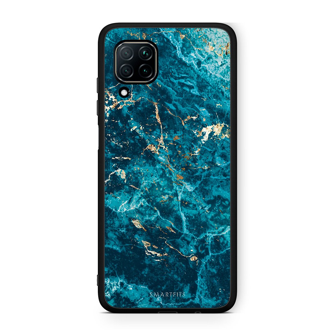 Huawei P40 Lite Marble Blue θήκη από τη Smartfits με σχέδιο στο πίσω μέρος και μαύρο περίβλημα | Smartphone case with colorful back and black bezels by Smartfits