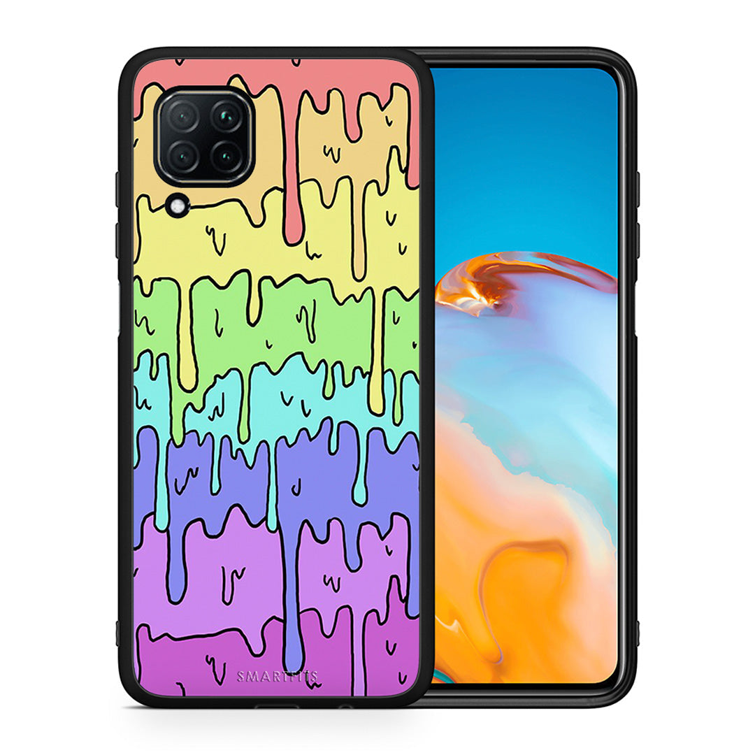 Θήκη Huawei P40 Lite Melting Rainbow από τη Smartfits με σχέδιο στο πίσω μέρος και μαύρο περίβλημα | Huawei P40 Lite Melting Rainbow case with colorful back and black bezels