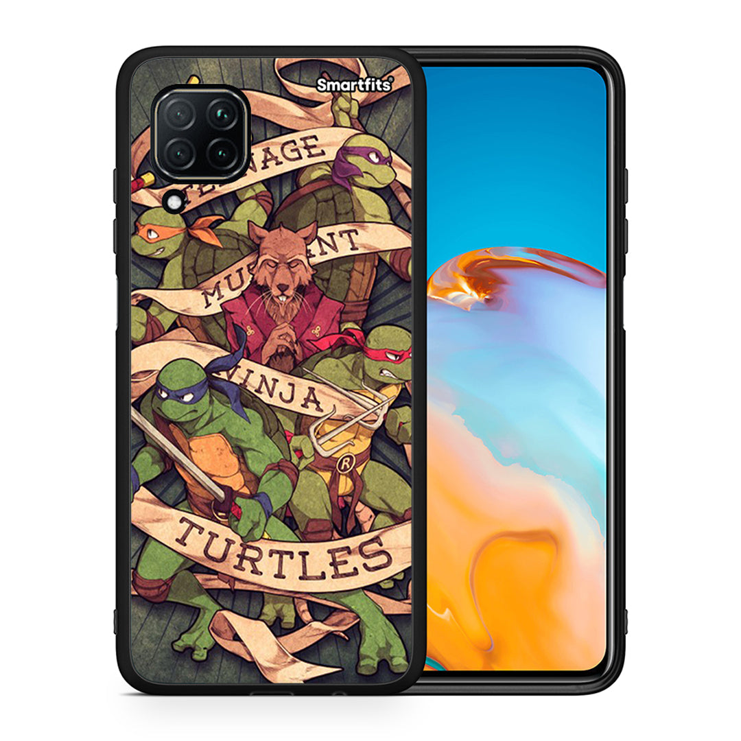 Θήκη Huawei P40 Lite Ninja Turtles από τη Smartfits με σχέδιο στο πίσω μέρος και μαύρο περίβλημα | Huawei P40 Lite Ninja Turtles case with colorful back and black bezels