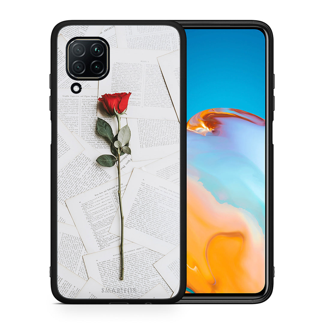 Θήκη Huawei P40 Lite Red Rose από τη Smartfits με σχέδιο στο πίσω μέρος και μαύρο περίβλημα | Huawei P40 Lite Red Rose case with colorful back and black bezels