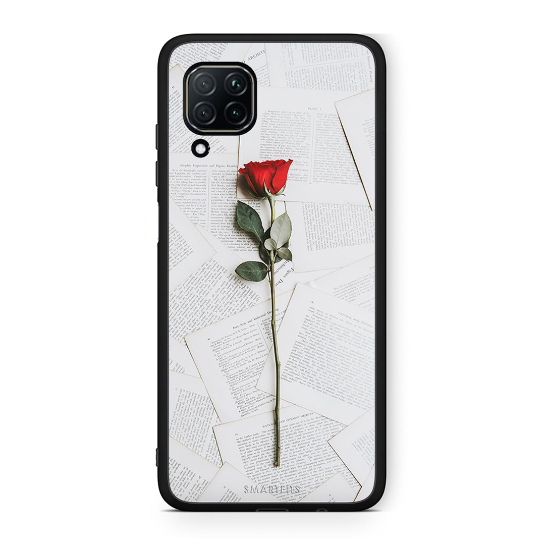 Huawei P40 Lite Red Rose θήκη από τη Smartfits με σχέδιο στο πίσω μέρος και μαύρο περίβλημα | Smartphone case with colorful back and black bezels by Smartfits