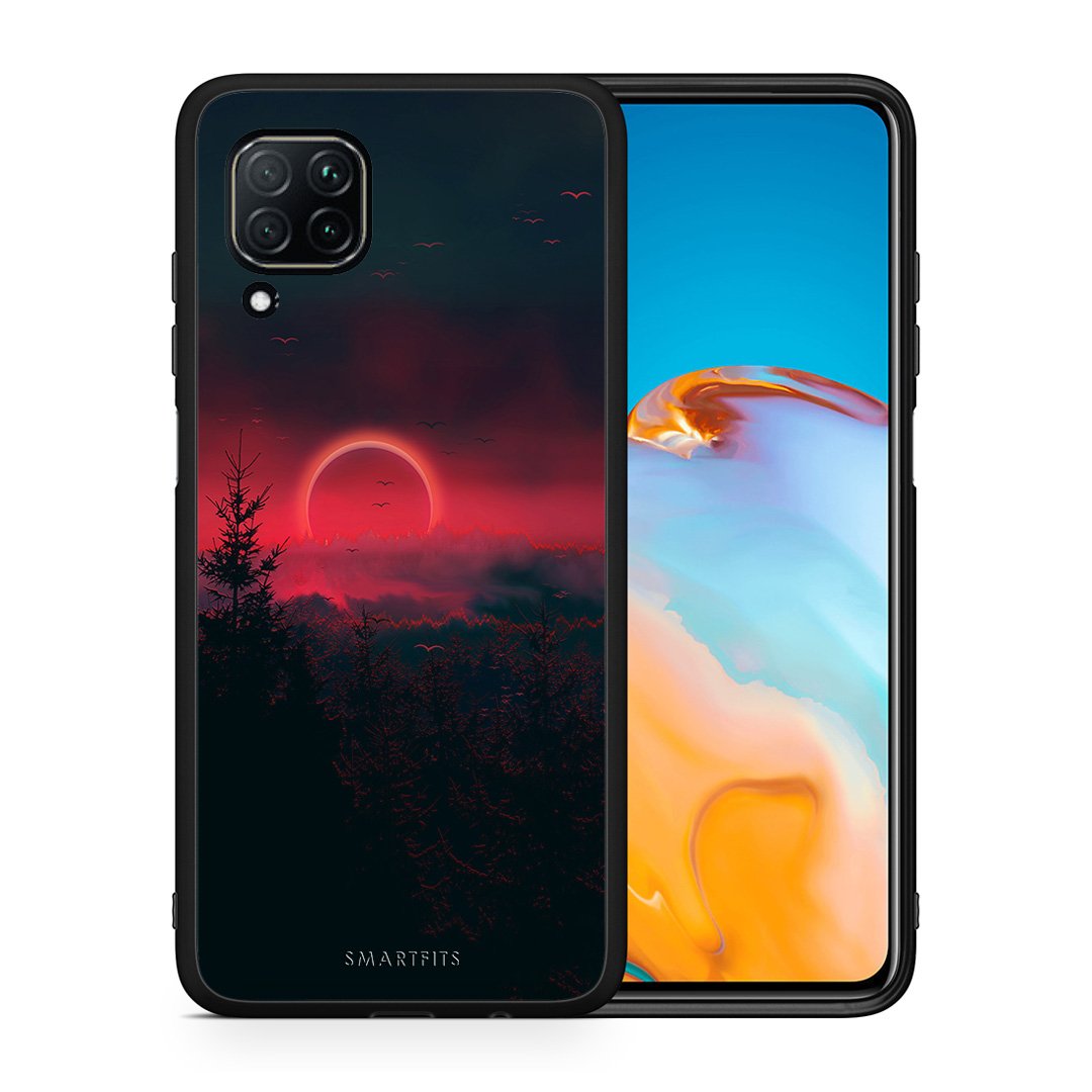 Θήκη Huawei P40 Lite Sunset Tropic από τη Smartfits με σχέδιο στο πίσω μέρος και μαύρο περίβλημα | Huawei P40 Lite Sunset Tropic case with colorful back and black bezels