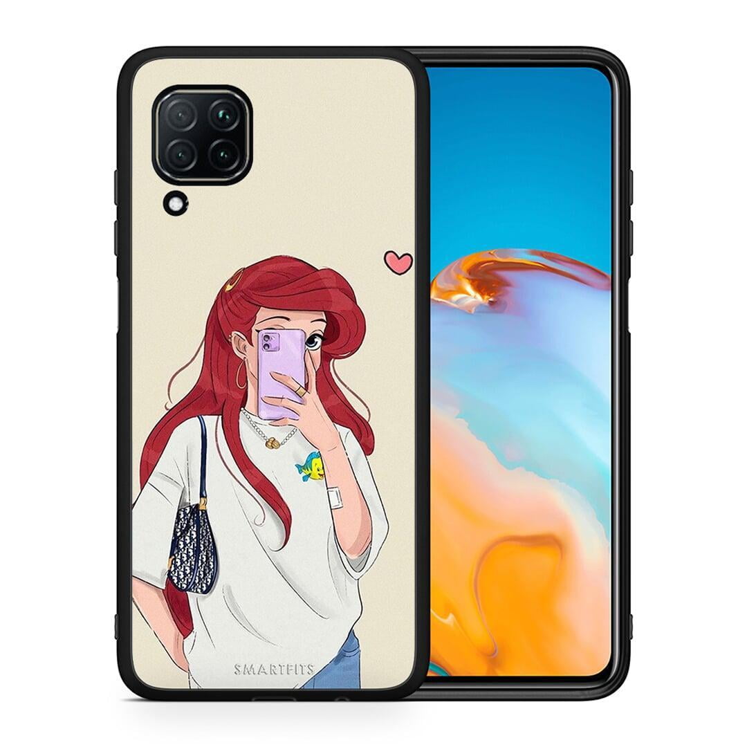 Θήκη Huawei P40 Lite Walking Mermaid από τη Smartfits με σχέδιο στο πίσω μέρος και μαύρο περίβλημα | Huawei P40 Lite Walking Mermaid case with colorful back and black bezels