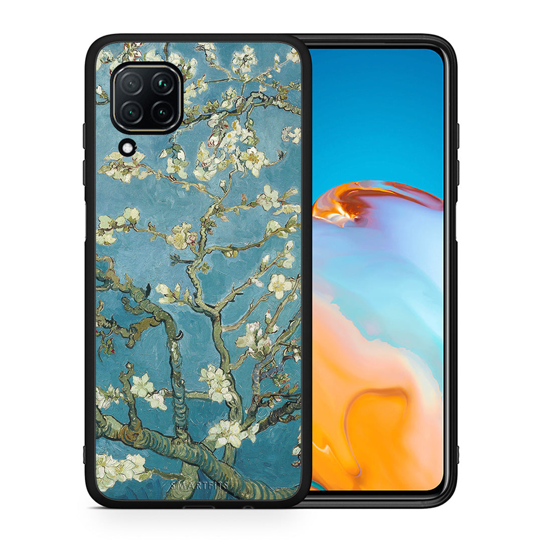 Θήκη Huawei P40 Lite White Blossoms από τη Smartfits με σχέδιο στο πίσω μέρος και μαύρο περίβλημα | Huawei P40 Lite White Blossoms case with colorful back and black bezels