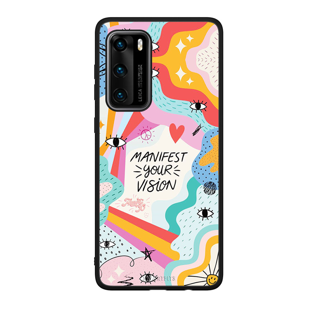 Huawei P40 Manifest Your Vision θήκη από τη Smartfits με σχέδιο στο πίσω μέρος και μαύρο περίβλημα | Smartphone case with colorful back and black bezels by Smartfits