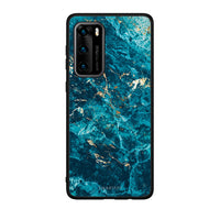 Thumbnail for Huawei P40 Marble Blue θήκη από τη Smartfits με σχέδιο στο πίσω μέρος και μαύρο περίβλημα | Smartphone case with colorful back and black bezels by Smartfits