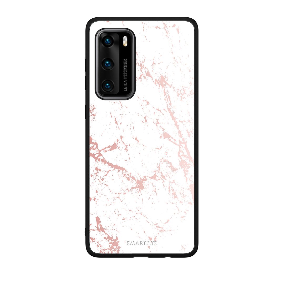 116 - Huawei P40  Pink Splash Marble case, cover, bumper