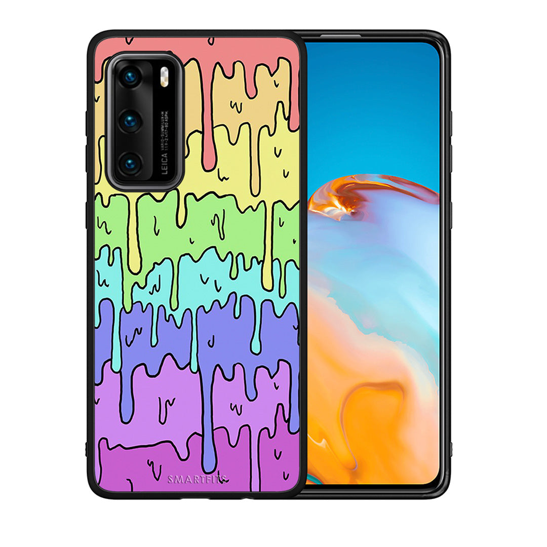 Θήκη Huawei P40 Melting Rainbow από τη Smartfits με σχέδιο στο πίσω μέρος και μαύρο περίβλημα | Huawei P40 Melting Rainbow case with colorful back and black bezels