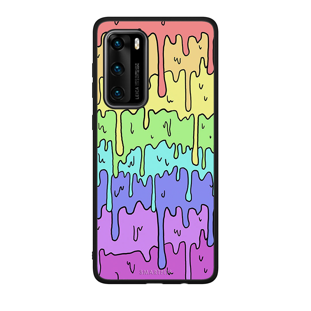 Huawei P40 Melting Rainbow θήκη από τη Smartfits με σχέδιο στο πίσω μέρος και μαύρο περίβλημα | Smartphone case with colorful back and black bezels by Smartfits