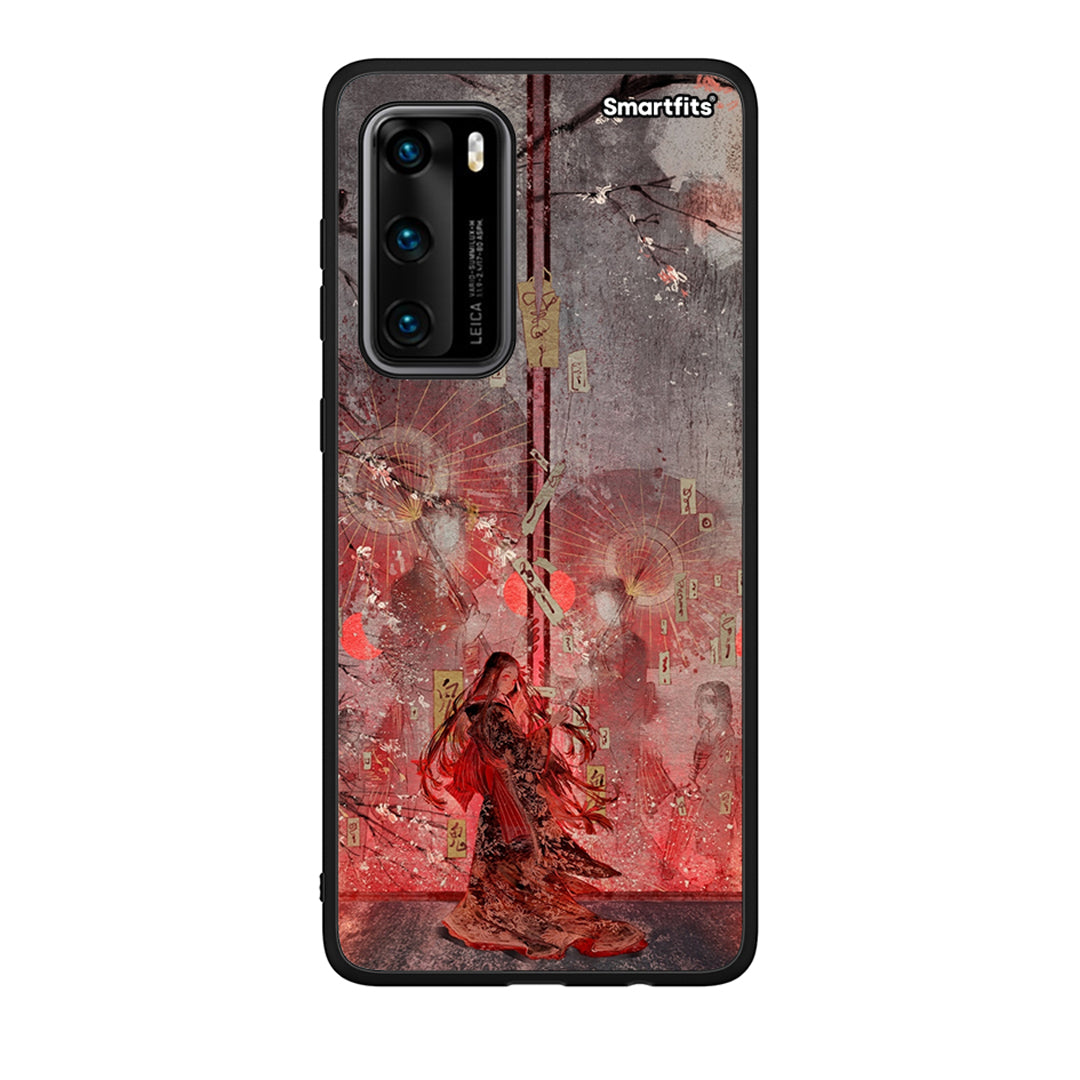 Huawei P40 Nezuko Kamado θήκη από τη Smartfits με σχέδιο στο πίσω μέρος και μαύρο περίβλημα | Smartphone case with colorful back and black bezels by Smartfits