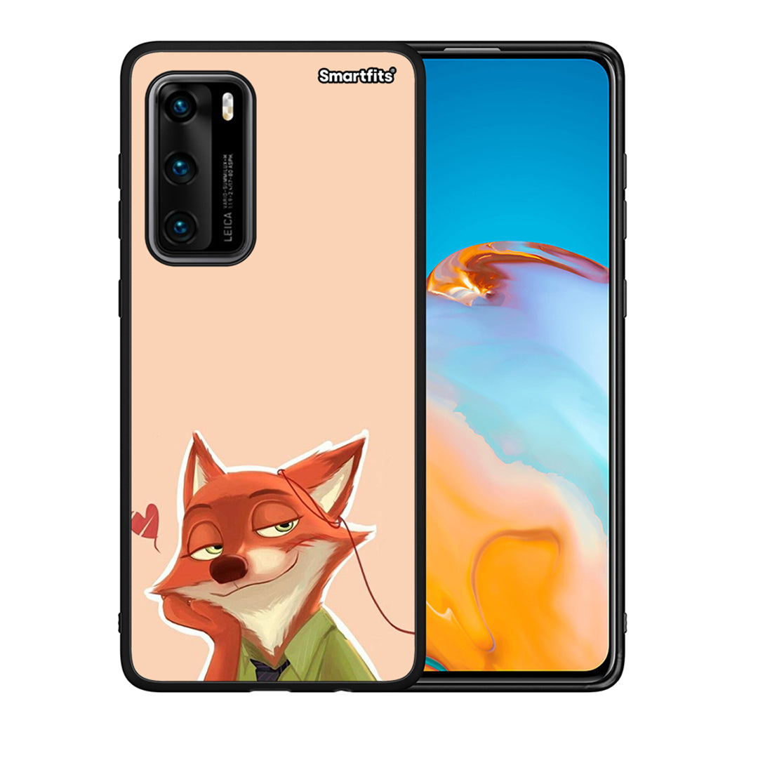 Θήκη Huawei P40 Nick Wilde And Judy Hopps Love 1 από τη Smartfits με σχέδιο στο πίσω μέρος και μαύρο περίβλημα | Huawei P40 Nick Wilde And Judy Hopps Love 1 case with colorful back and black bezels