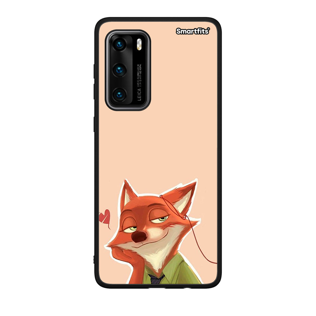 Huawei P40 Nick Wilde And Judy Hopps Love 1 θήκη από τη Smartfits με σχέδιο στο πίσω μέρος και μαύρο περίβλημα | Smartphone case with colorful back and black bezels by Smartfits