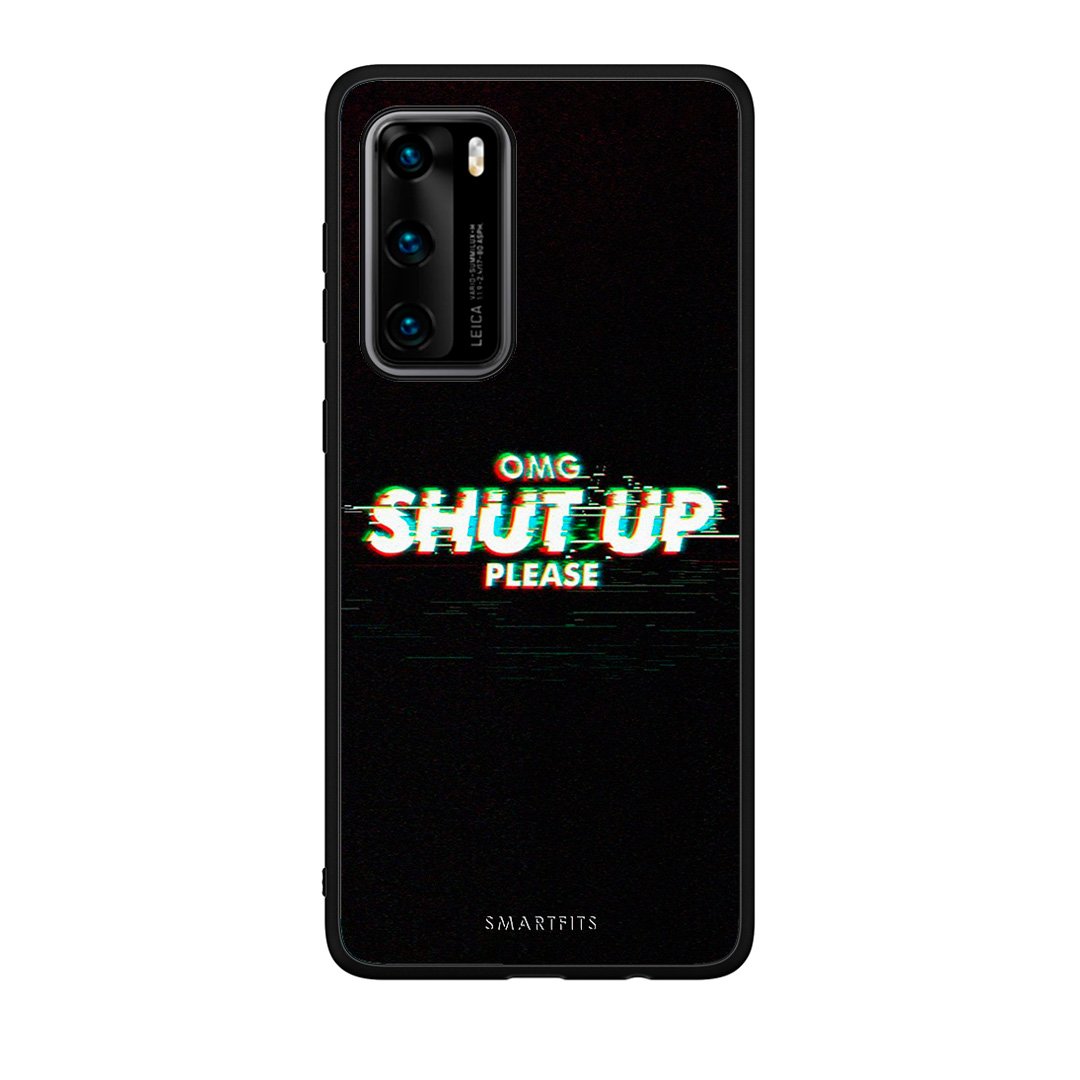 Huawei P40 OMG ShutUp θήκη από τη Smartfits με σχέδιο στο πίσω μέρος και μαύρο περίβλημα | Smartphone case with colorful back and black bezels by Smartfits