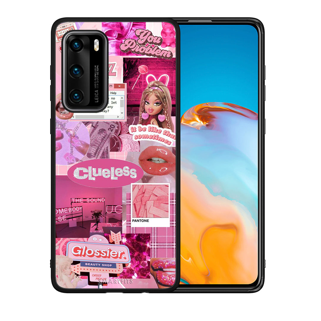Θήκη Αγίου Βαλεντίνου Huawei P40 Pink Love από τη Smartfits με σχέδιο στο πίσω μέρος και μαύρο περίβλημα | Huawei P40 Pink Love case with colorful back and black bezels