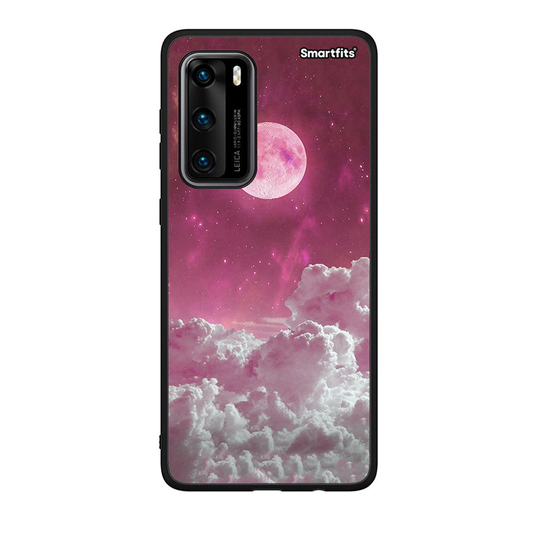 Huawei P40 Pink Moon Θήκη από τη Smartfits με σχέδιο στο πίσω μέρος και μαύρο περίβλημα | Smartphone case with colorful back and black bezels by Smartfits