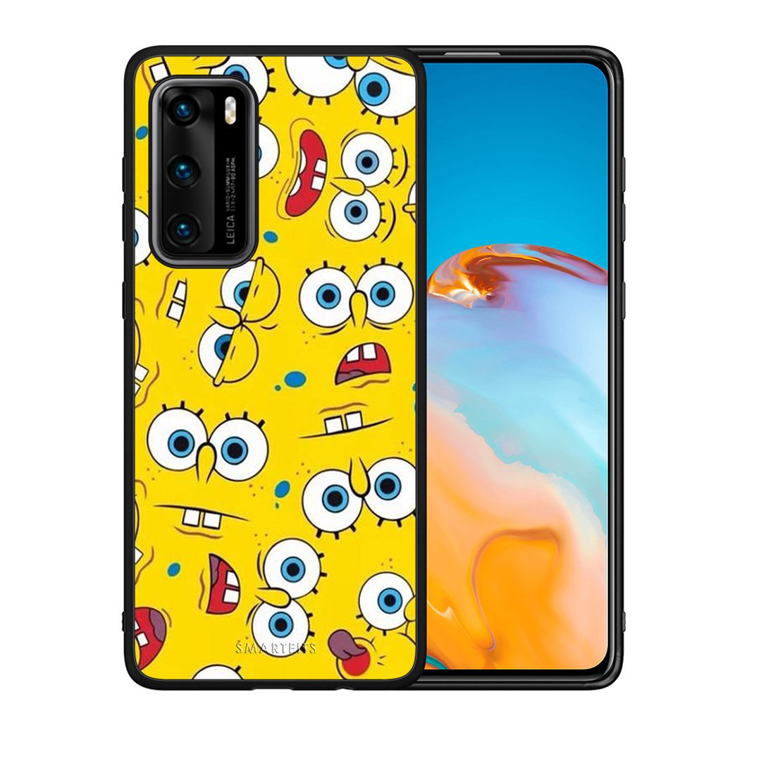 Θήκη Huawei P40 Sponge PopArt από τη Smartfits με σχέδιο στο πίσω μέρος και μαύρο περίβλημα | Huawei P40 Sponge PopArt case with colorful back and black bezels