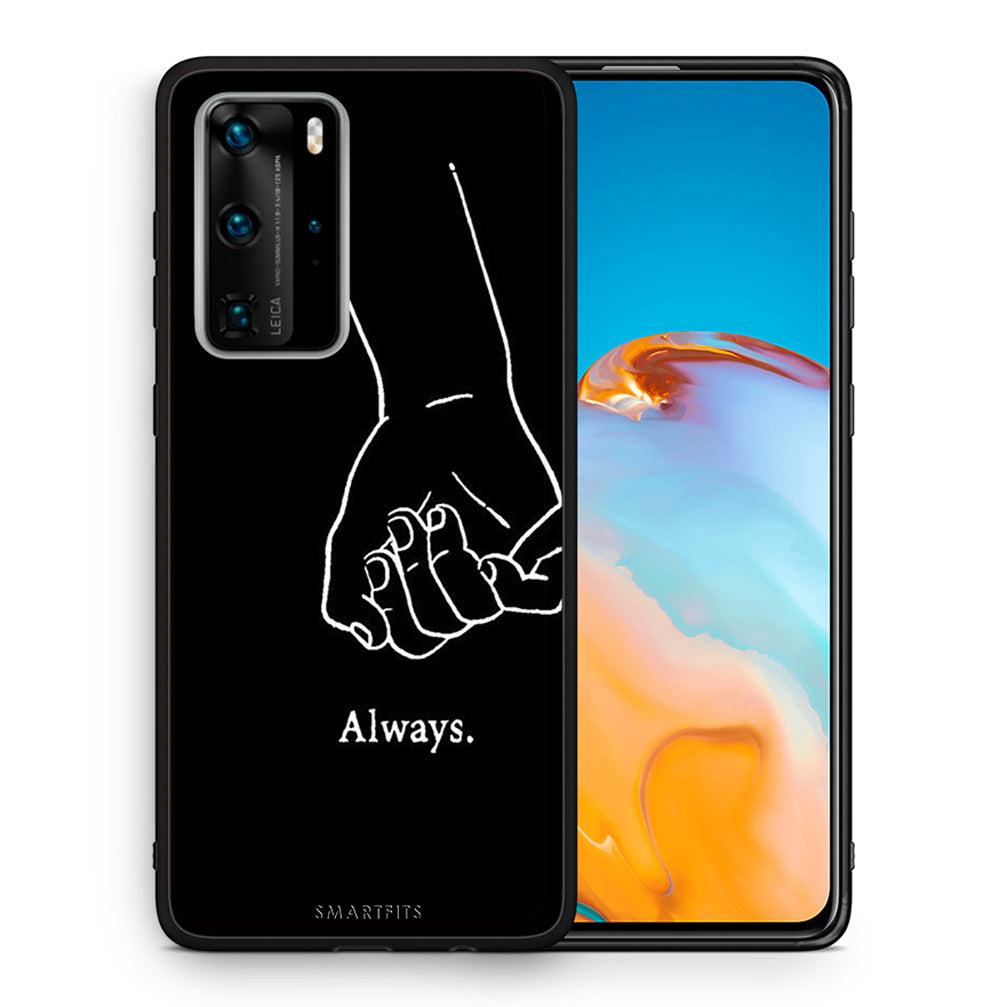 Θήκη Αγίου Βαλεντίνου Huawei P40 Pro Always & Forever 1 από τη Smartfits με σχέδιο στο πίσω μέρος και μαύρο περίβλημα | Huawei P40 Pro Always & Forever 1 case with colorful back and black bezels