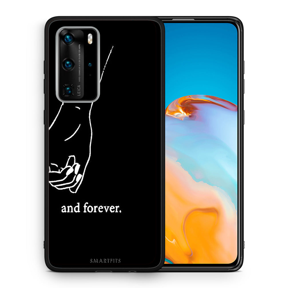 Θήκη Αγίου Βαλεντίνου Huawei P40 Pro Always & Forever 2 από τη Smartfits με σχέδιο στο πίσω μέρος και μαύρο περίβλημα | Huawei P40 Pro Always & Forever 2 case with colorful back and black bezels