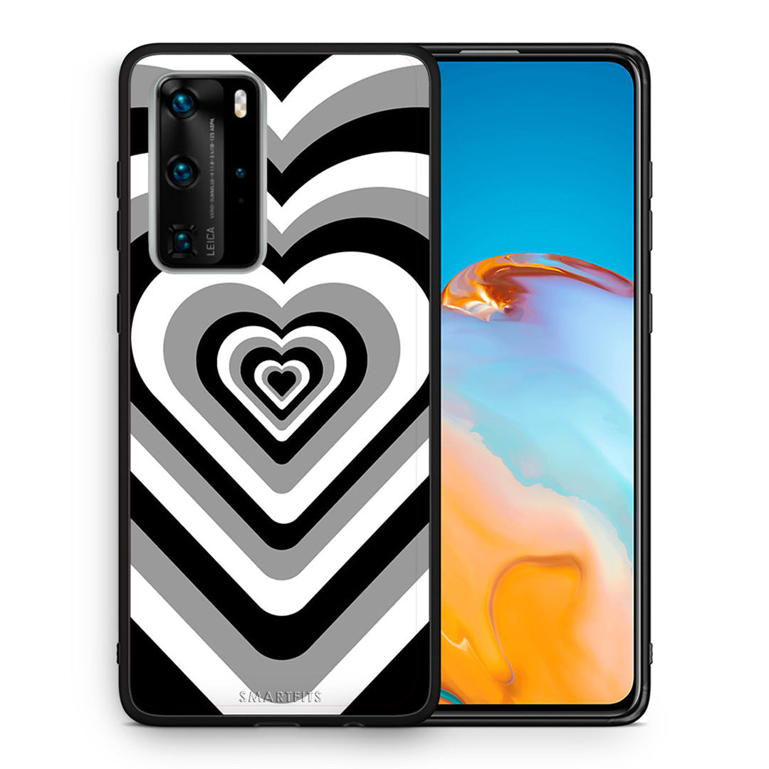 Θήκη Huawei P40 Pro Black Hearts από τη Smartfits με σχέδιο στο πίσω μέρος και μαύρο περίβλημα | Huawei P40 Pro Black Hearts case with colorful back and black bezels