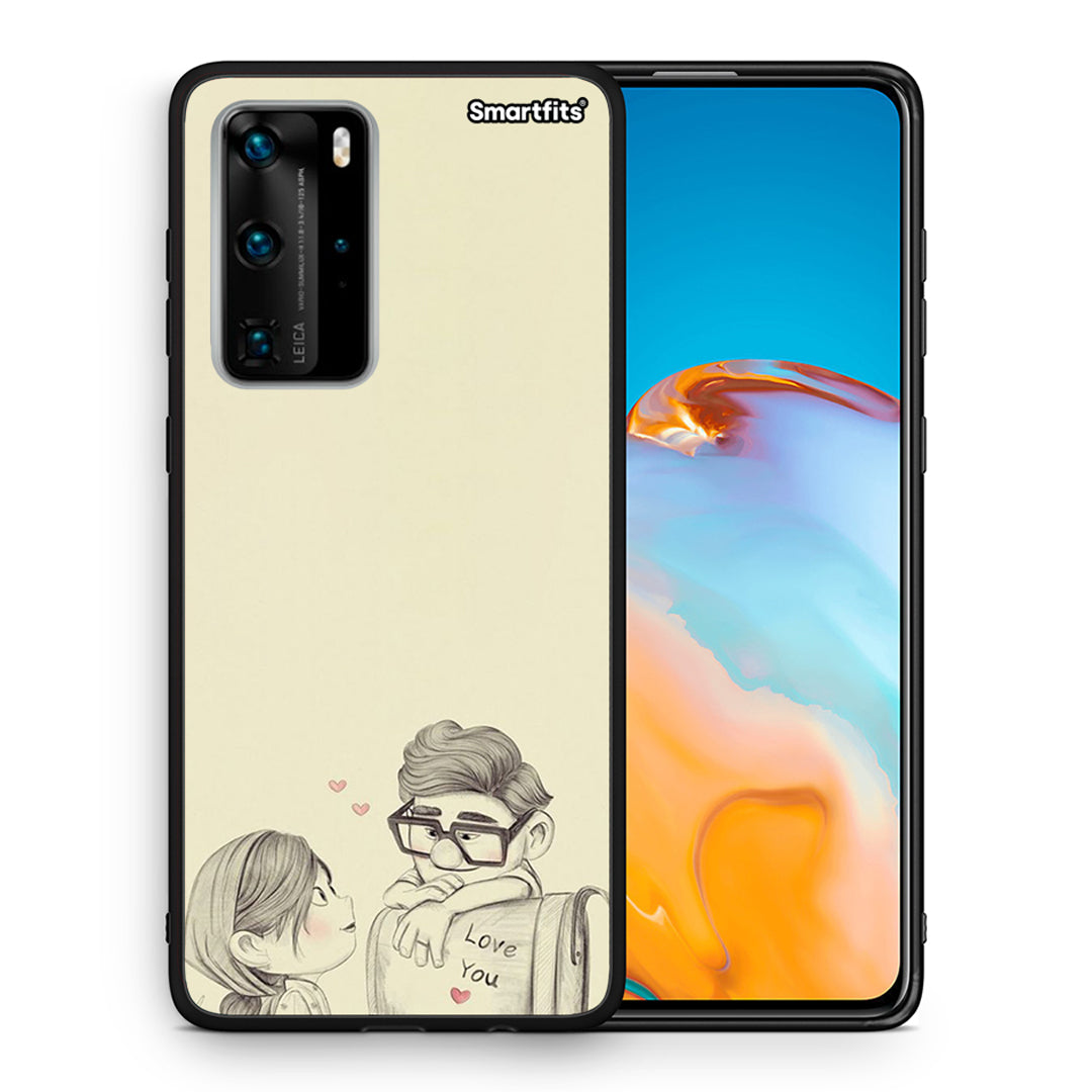 Θήκη Huawei P40 Pro Carl And Ellie από τη Smartfits με σχέδιο στο πίσω μέρος και μαύρο περίβλημα | Huawei P40 Pro Carl And Ellie case with colorful back and black bezels