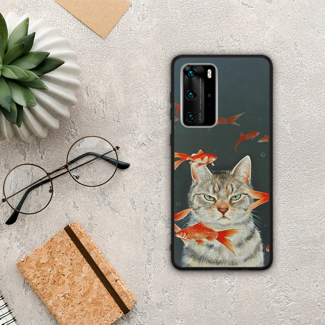 Cat Goldfish - Huawei P40 Pro case