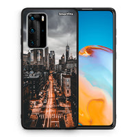 Thumbnail for Θήκη Huawei P40 Pro City Lights από τη Smartfits με σχέδιο στο πίσω μέρος και μαύρο περίβλημα | Huawei P40 Pro City Lights case with colorful back and black bezels